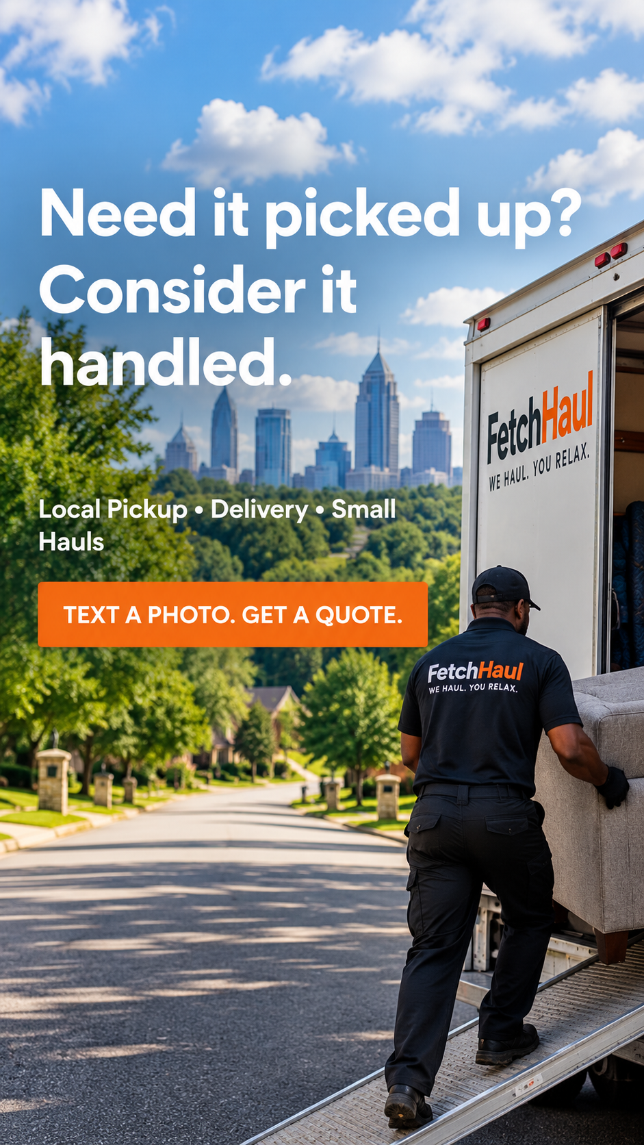 FetchHaul local pickup and hauling service in Metro Atlanta with pickup truck and mover